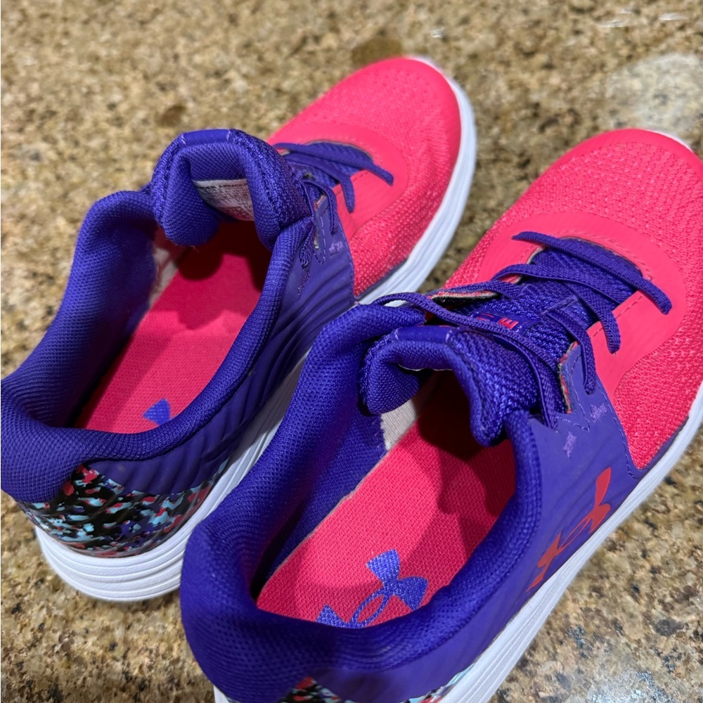 Under Armour Kids Pink and Purple Athletic Sneakers with White Sole - Picture 5 of 7